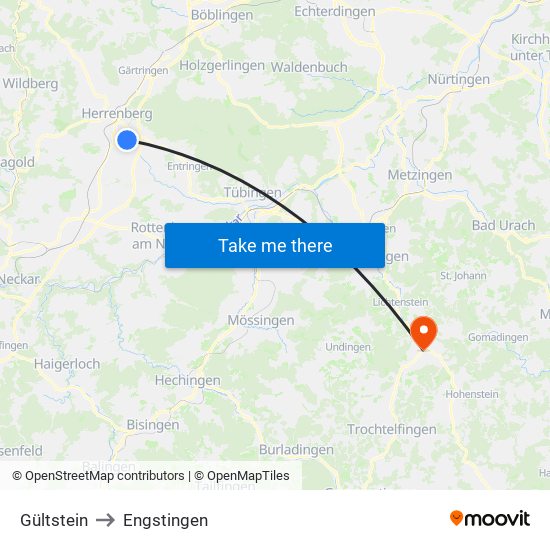 Gültstein to Engstingen map