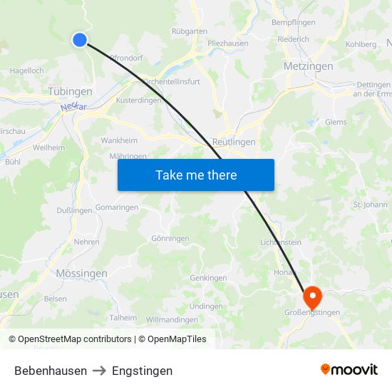 Bebenhausen to Engstingen map