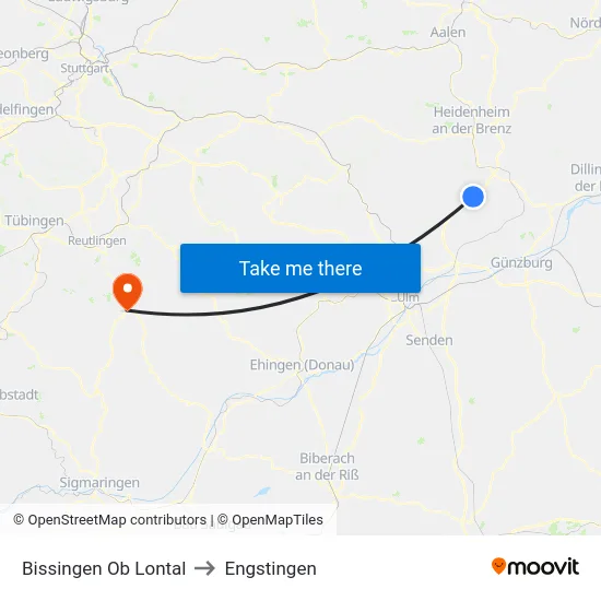 Bissingen Ob Lontal to Engstingen map
