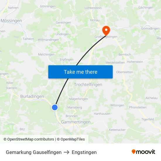 Gemarkung Gauselfingen to Engstingen map