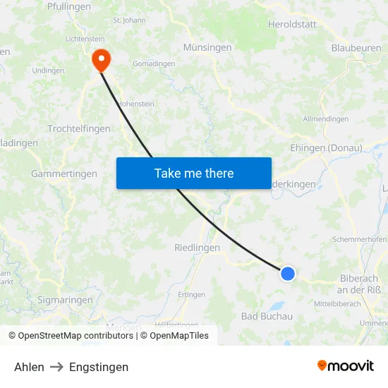 Ahlen to Engstingen map