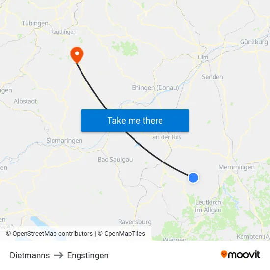 Dietmanns to Engstingen map