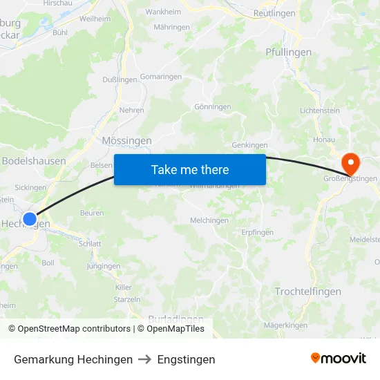 Gemarkung Hechingen to Engstingen map