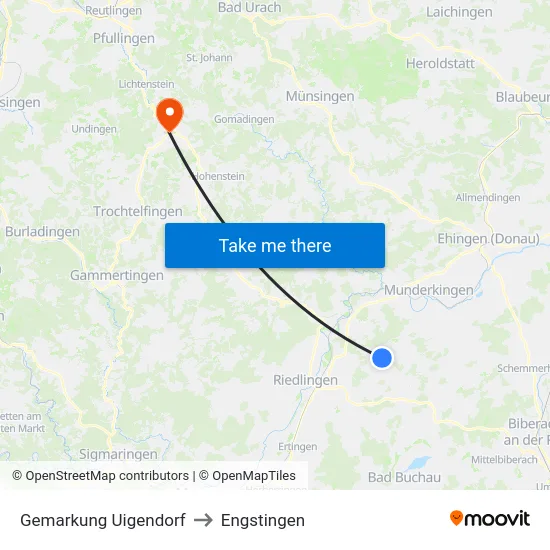 Gemarkung Uigendorf to Engstingen map