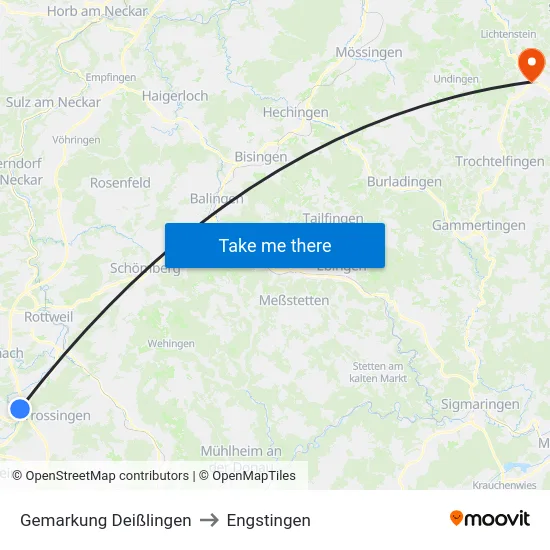 Gemarkung Deißlingen to Engstingen map