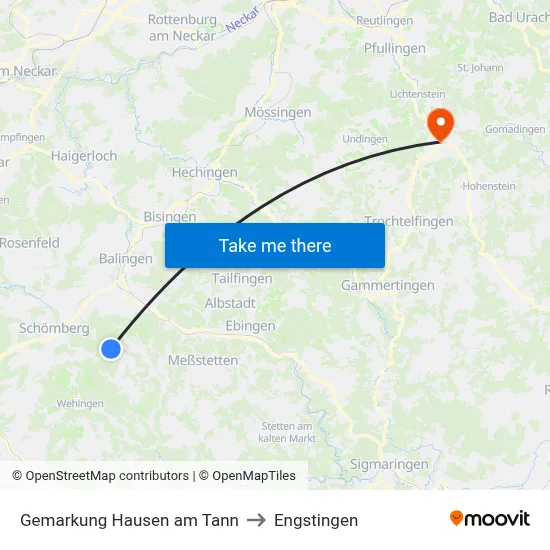 Gemarkung Hausen am Tann to Engstingen map
