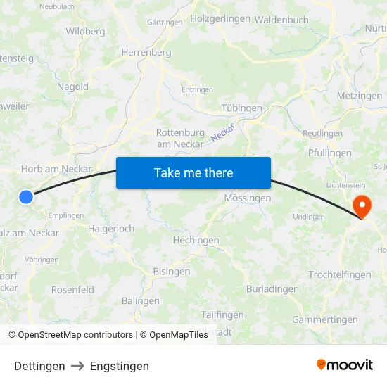 Dettingen to Engstingen map