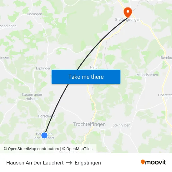Hausen An Der Lauchert to Engstingen map