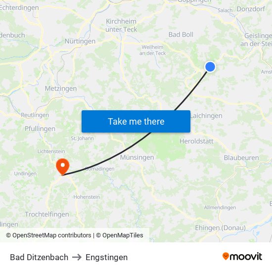 Bad Ditzenbach to Engstingen map