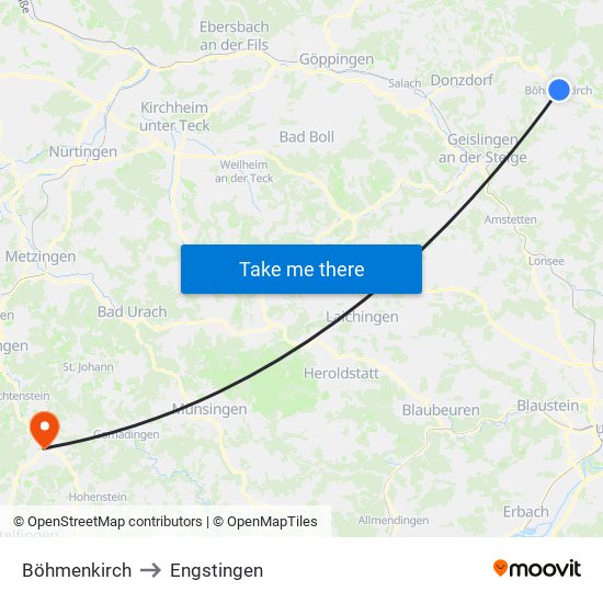 Böhmenkirch to Engstingen map