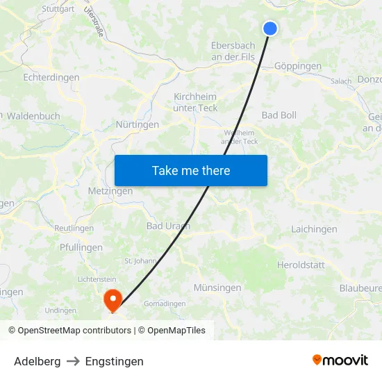 Adelberg to Engstingen map