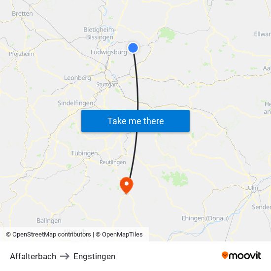 Affalterbach to Engstingen map