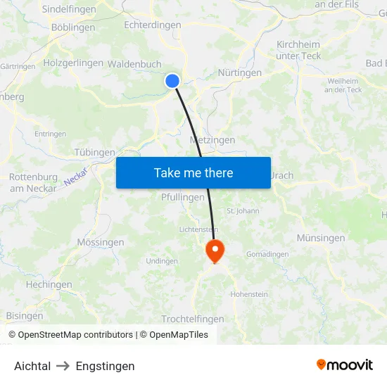 Aichtal to Engstingen map