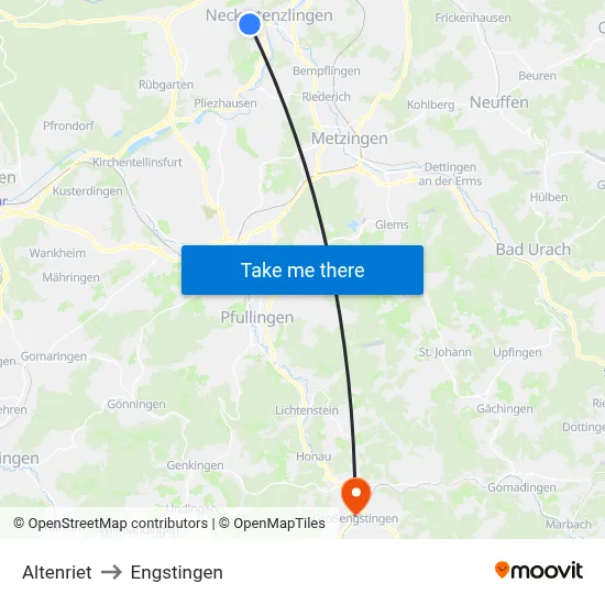 Altenriet to Engstingen map