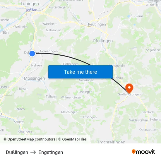 Dußlingen to Engstingen map