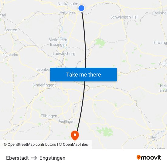 Eberstadt to Engstingen map