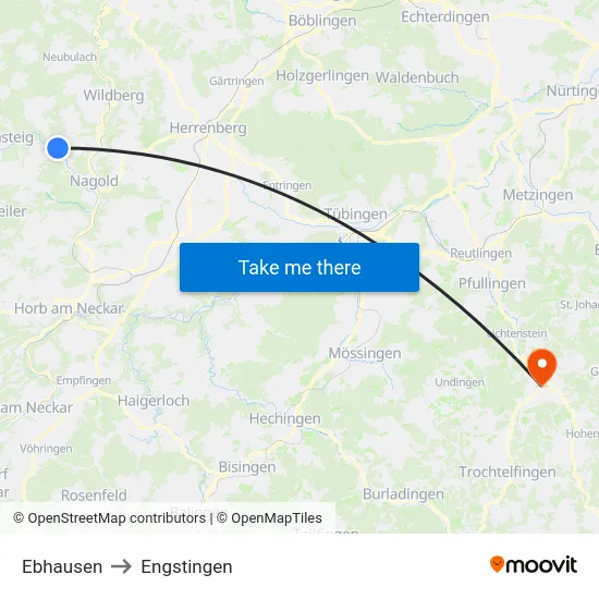 Ebhausen to Engstingen map