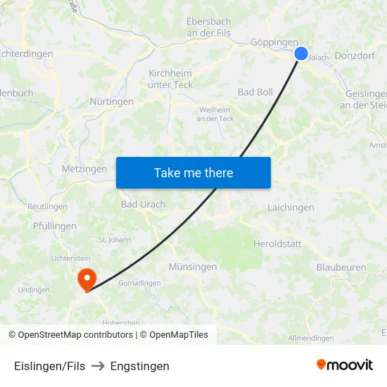 Eislingen/Fils to Engstingen map