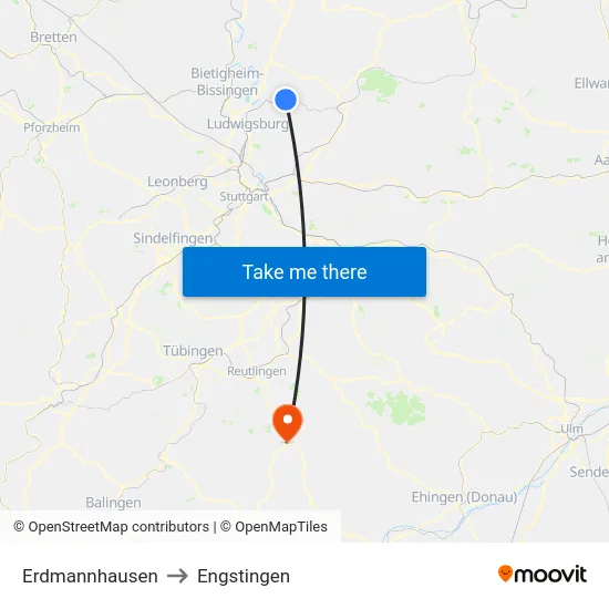 Erdmannhausen to Engstingen map