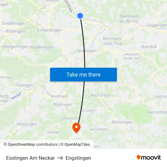 Esslingen Am Neckar to Engstingen map