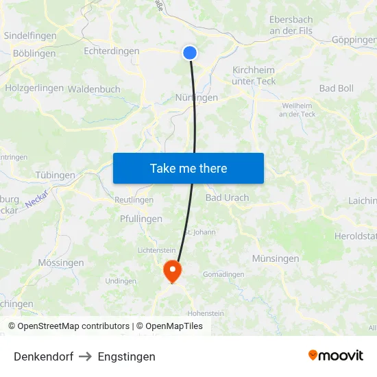 Denkendorf to Engstingen map