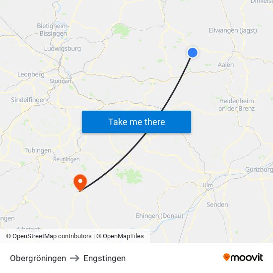 Obergröningen to Engstingen map