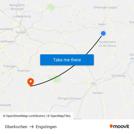 Oberkochen to Engstingen map