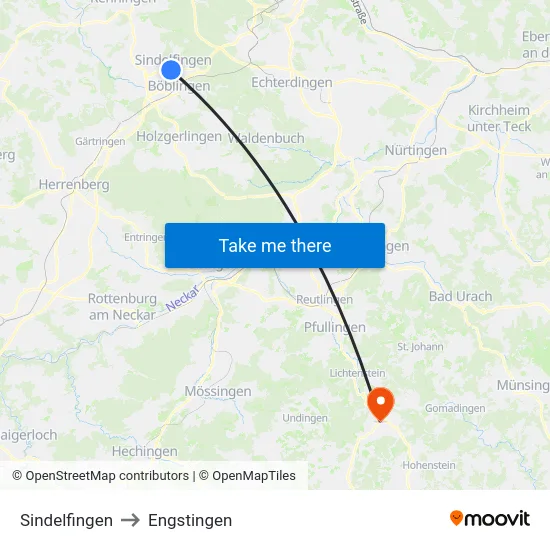 Sindelfingen to Engstingen map