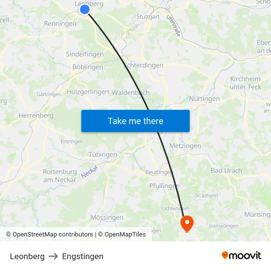 Leonberg to Engstingen map