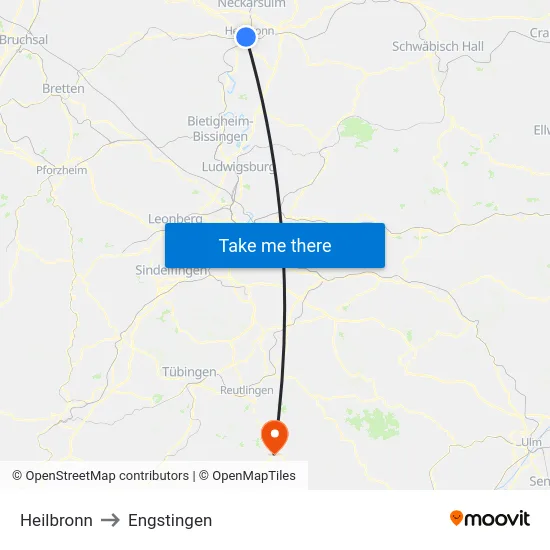 Heilbronn to Engstingen map