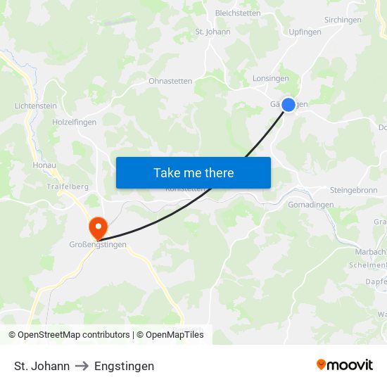 St. Johann to Engstingen map