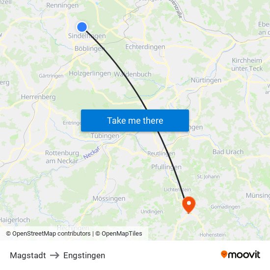 Magstadt to Engstingen map