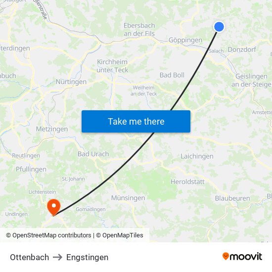 Ottenbach to Engstingen map