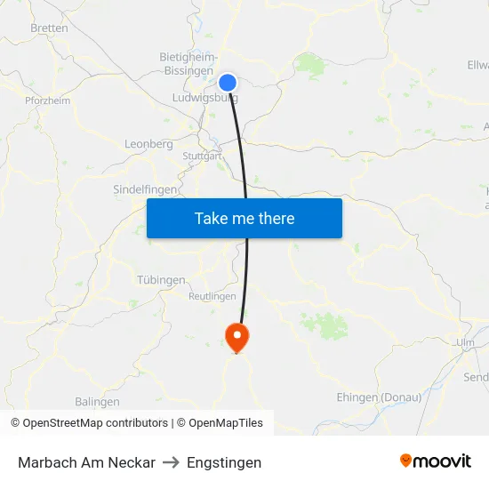 Marbach Am Neckar to Engstingen map