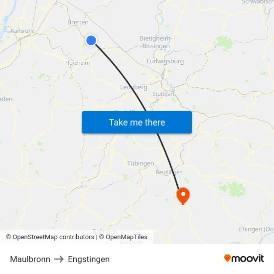 Maulbronn to Engstingen map
