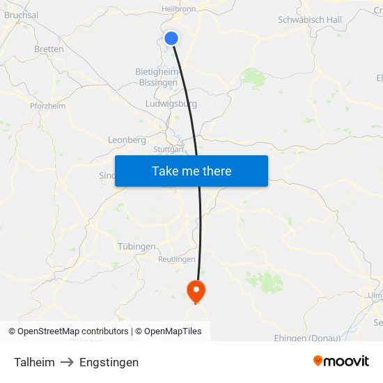 Talheim to Engstingen map