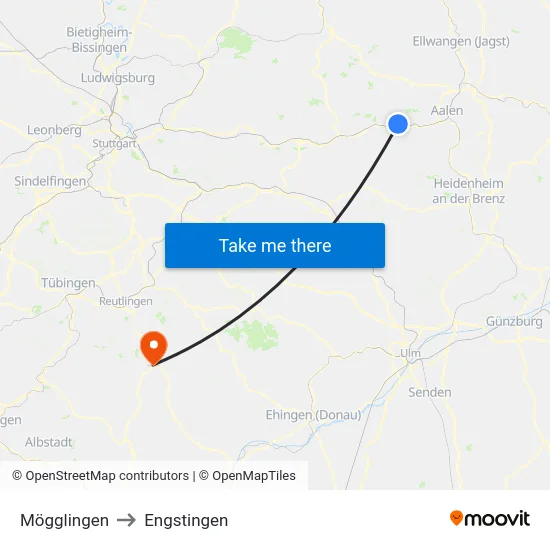 Mögglingen to Engstingen map