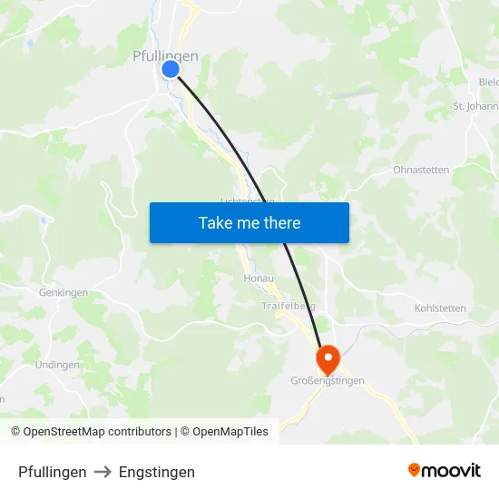 Pfullingen to Engstingen map