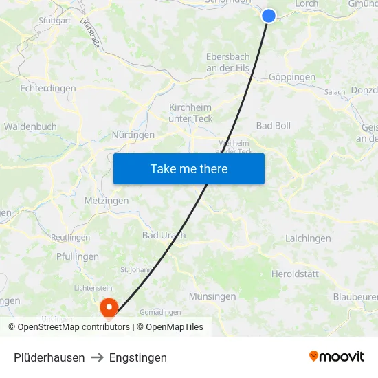 Plüderhausen to Engstingen map