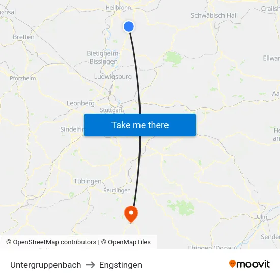 Untergruppenbach to Engstingen map