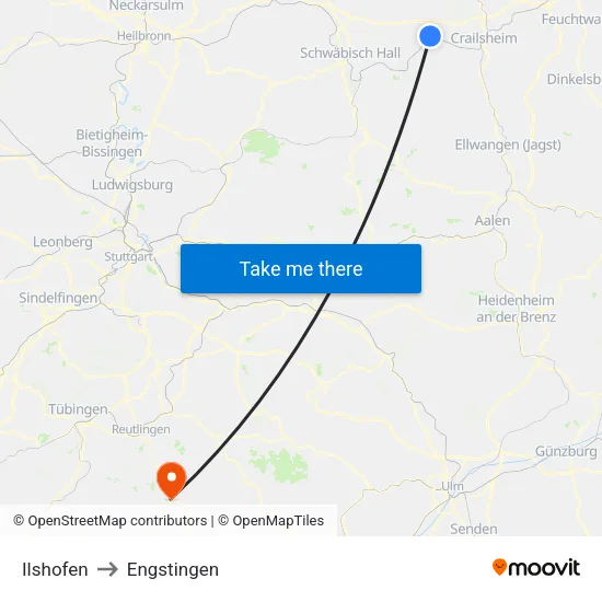 Ilshofen to Engstingen map