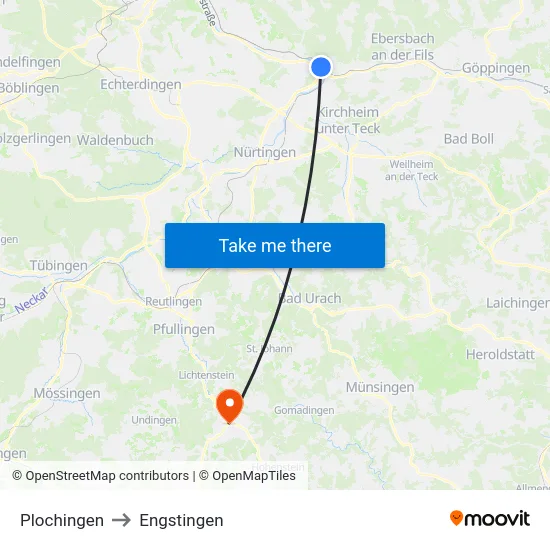 Plochingen to Engstingen map