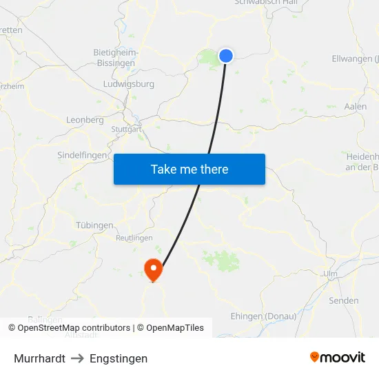 Murrhardt to Engstingen map
