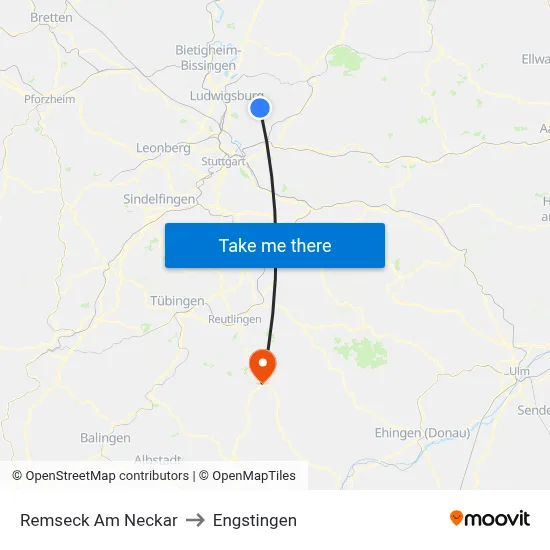 Remseck Am Neckar to Engstingen map
