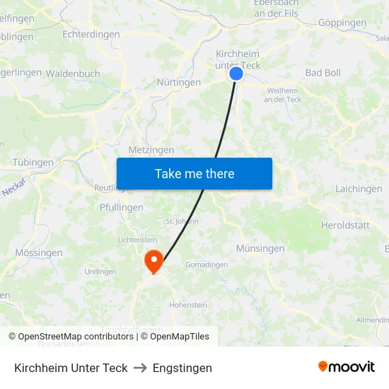 Kirchheim Unter Teck to Engstingen map