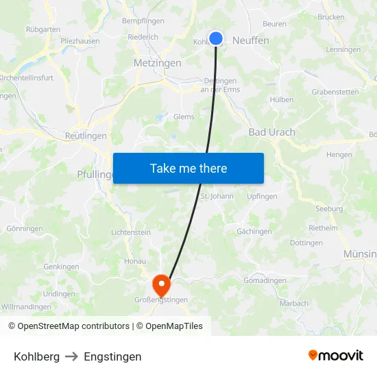Kohlberg to Engstingen map