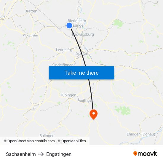 Sachsenheim to Engstingen map