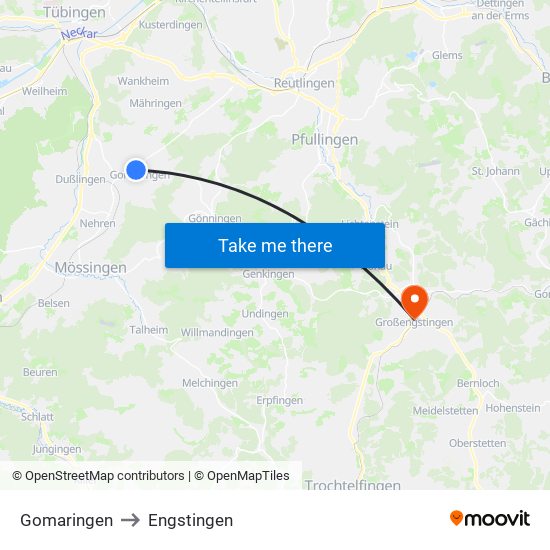 Gomaringen to Engstingen map