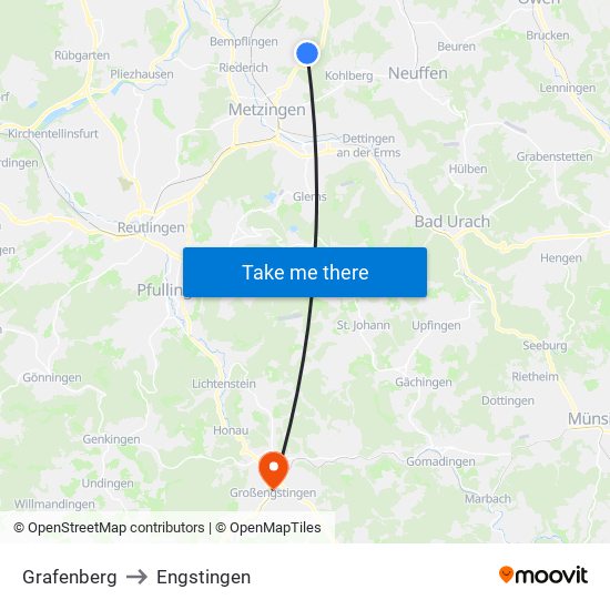 Grafenberg to Engstingen map