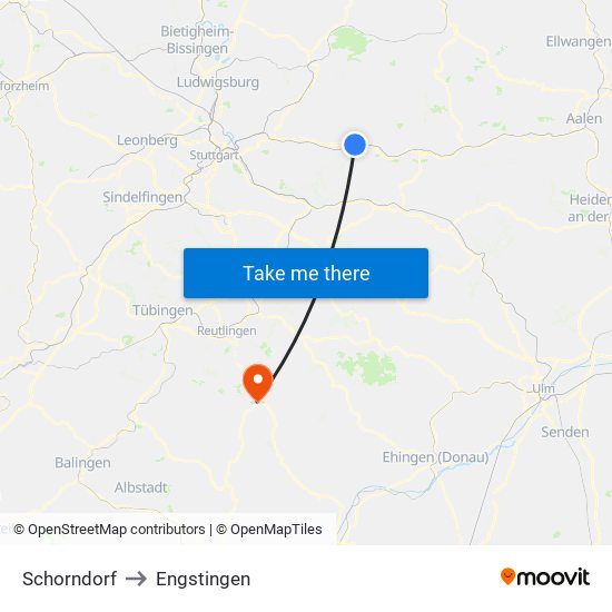 Schorndorf to Engstingen map